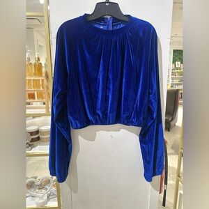 Elegant Blue Velvet Women's Top